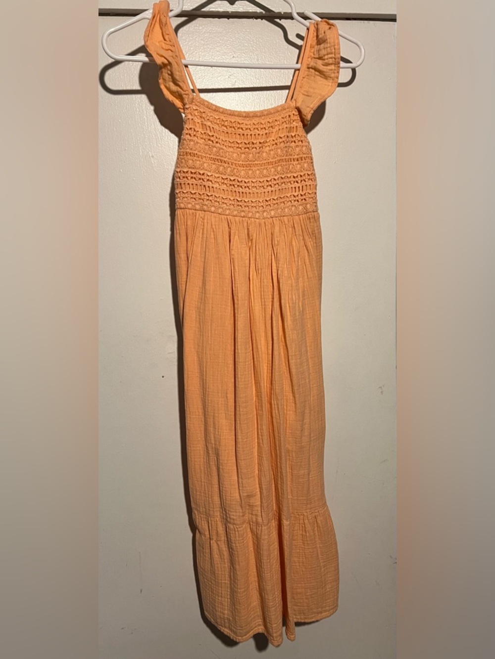 Cat & Jack Peach Smocked Maxi Dress with Ruffled Straps